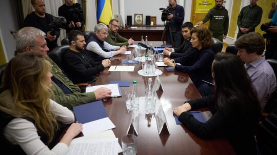 UNESCO Director General Audrey Azoulay together with Oleksandr Tkachenko visited the Chernihiv region and met with the President of Ukraine Volodymyr Zelenskyy