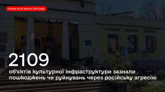 2109 об’єктів культурної інфраструктури зазнали пошкоджень чи руйнувань через російську агресію